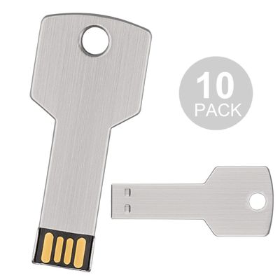 10Pack 2.0 USB Flash Drive Metal Key Design Metal Key Shaped Memory Stick USB Disk (2.0/4GB, Silver-1)