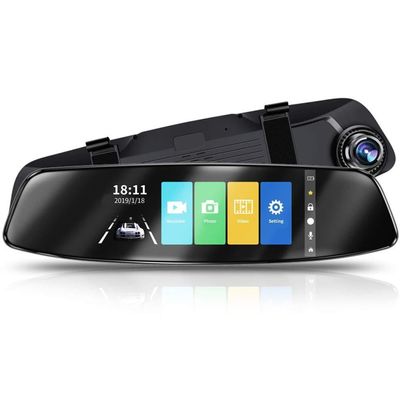 Mirror Dash Cam, Dual Dashboard Camera Recorder with Touch Screen Front Rear View HD Camera, G Sensor, Reverse Monitor, Loop Recording with 16GB Micro SD Card