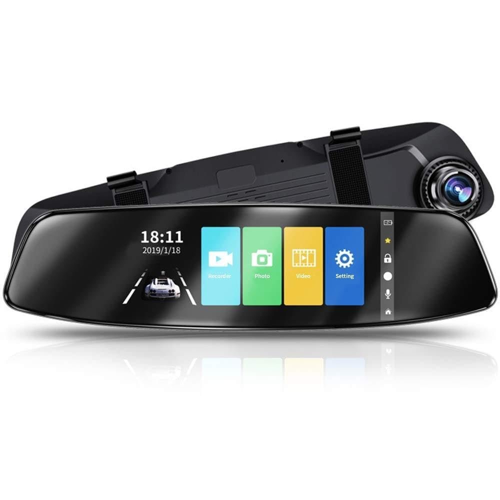 Mirror Dash Cam, Dual Dashboard Camera Recorder with Touch Screen Front Rear View HD Camera, G Sensor, Reverse Monitor, Loop Recording with 16GB Micro SD Card
