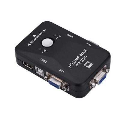 2-Port USB KVM Switch VGA Switch Box Adapter with Cables for PC Computer Sharing Monitor Keyboard Mouse