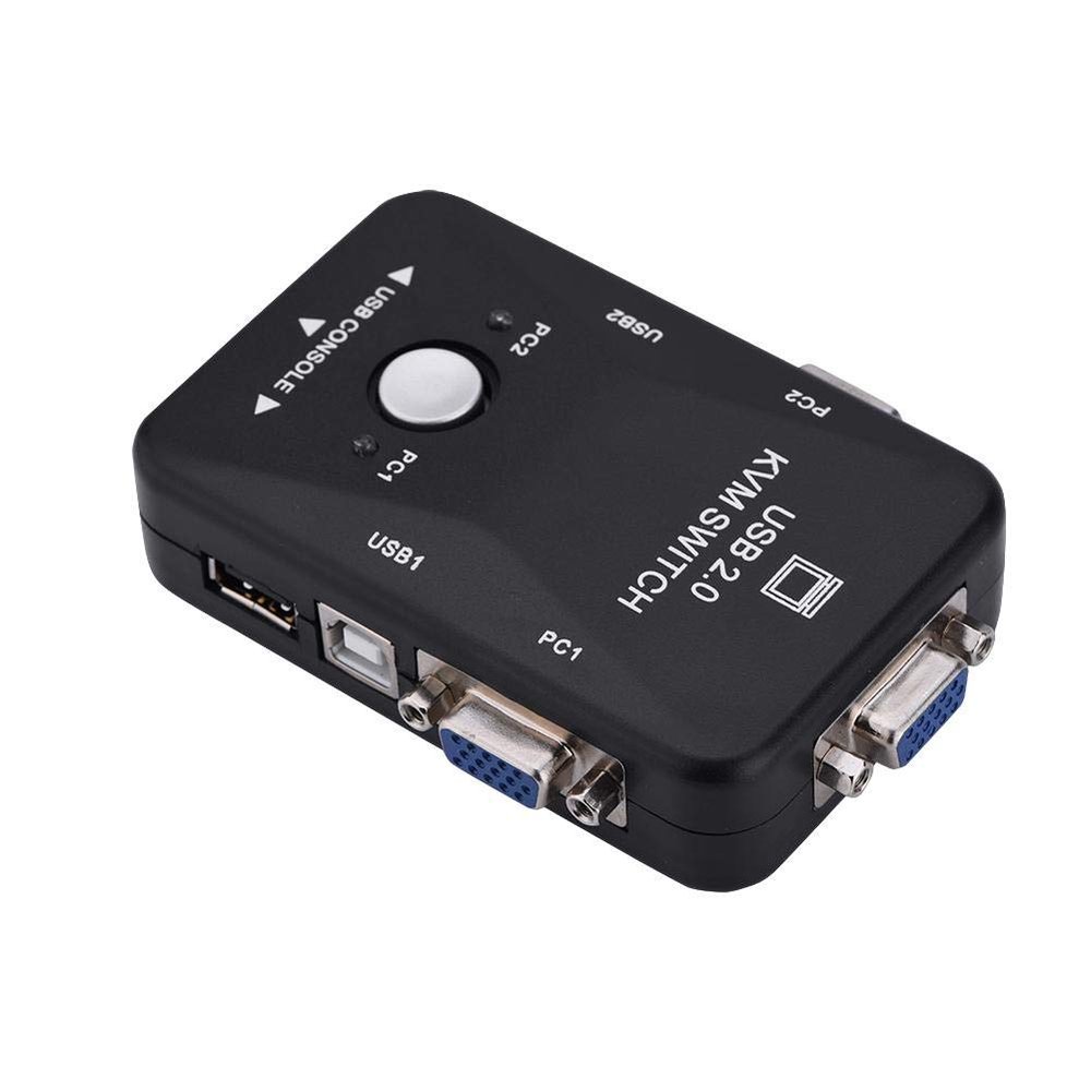 2-Port USB KVM Switch VGA Switch Box Adapter with Cables for PC Computer Sharing Monitor Keyboard Mouse