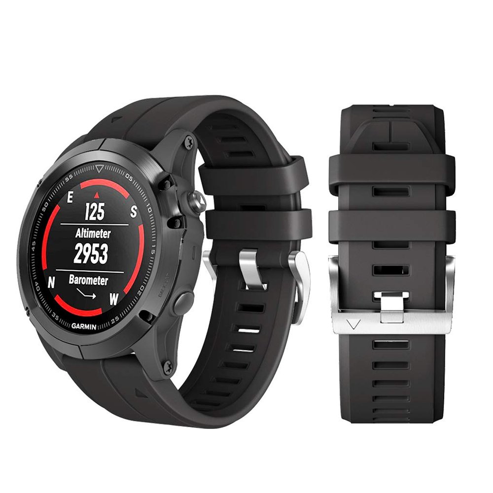 DKEnjoy Silicone Quick Release Wrist Band Replacement Bracelet Watch Strap for Garmin Fenix 5X/Fenix 5X Plus/Fenix 3/Fenix 3 HR Smartwatch (Black)