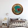 24 inch PortScape Exotic Lionfish 1 Brasswood Porthole Window Wall Decal Removable Fabric Vinyl Ocean Portal Wall Sticker Coral Reef Fish Under The Sea view 2