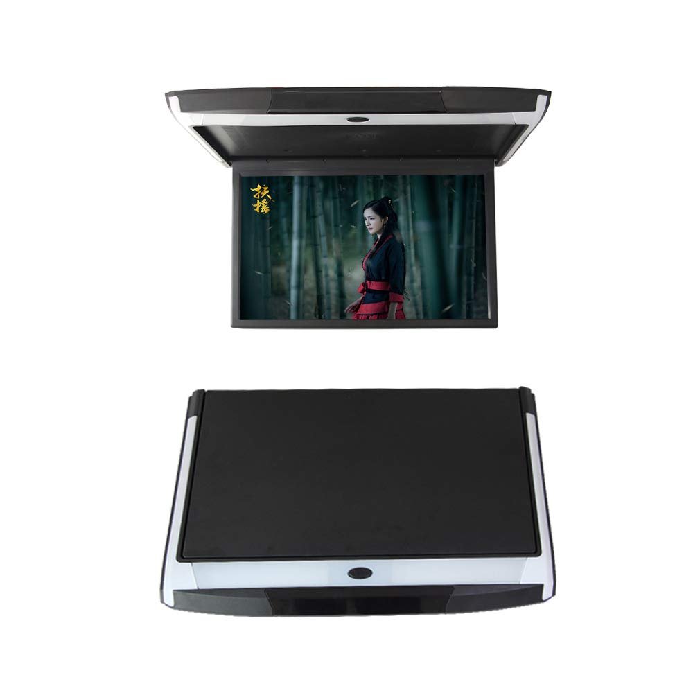 Kunfine Car 17.3 Inch Overhead Monitor Screen Display LED Vehicle Flip Down Roof Mount Console HDMI TV Player Control Panel NO DVDBeige