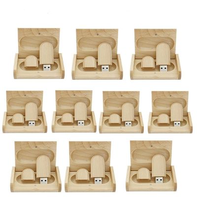 10PCS Maple Wood 2.0/3.0 USB Flash Drive with Wooden BoxFree Laser Engraving Logo (3.0/128GB)