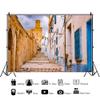 Leyiyi 15x10ft Blue Wall Building Backdrop Shabby Brick Wall Stone Steps Town Style Photography Background Personal Portraits Studio Props view 2