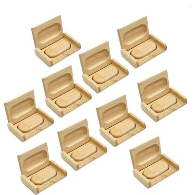10PCS Maple Wood 2.0/3.0 USB Flash Drive with Wooden BoxFree Laser Engraving Logo (3.0/64GB)