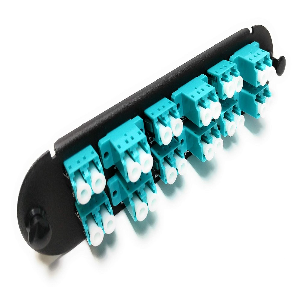 RiteAV - CCH LC/LC (12 Port Duplex w/24 Fiber Connectors) Adapter Patch Panel (Non-LGX) Aqua/Black (50/125) for Aqua OM4 Multimode 40Gb