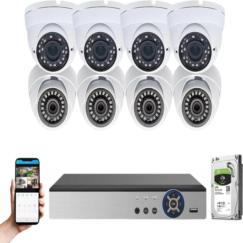 Evertech 8 Channel HD Security Surveillance Camera System Night Vision Remote Access with 2TB HDD