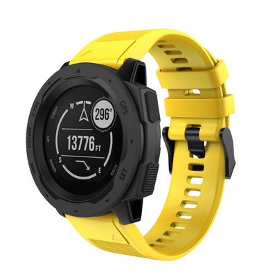 DKEnjoy Silicone Quick Release Wrist Band Replacement Bracelet Watch Strap for Garmin Instinct Smartwatch (Yellow)