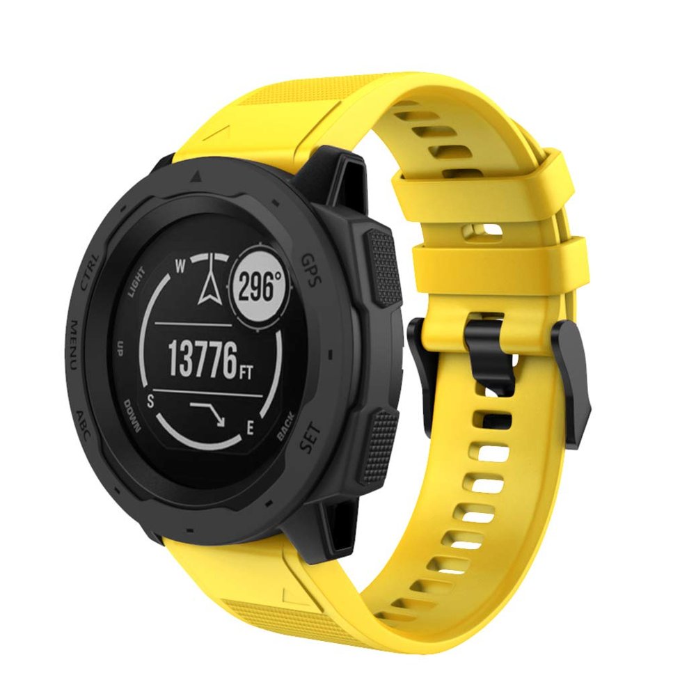 DKEnjoy Silicone Quick Release Wrist Band Replacement Bracelet Watch Strap for Garmin Instinct Smartwatch (Yellow)