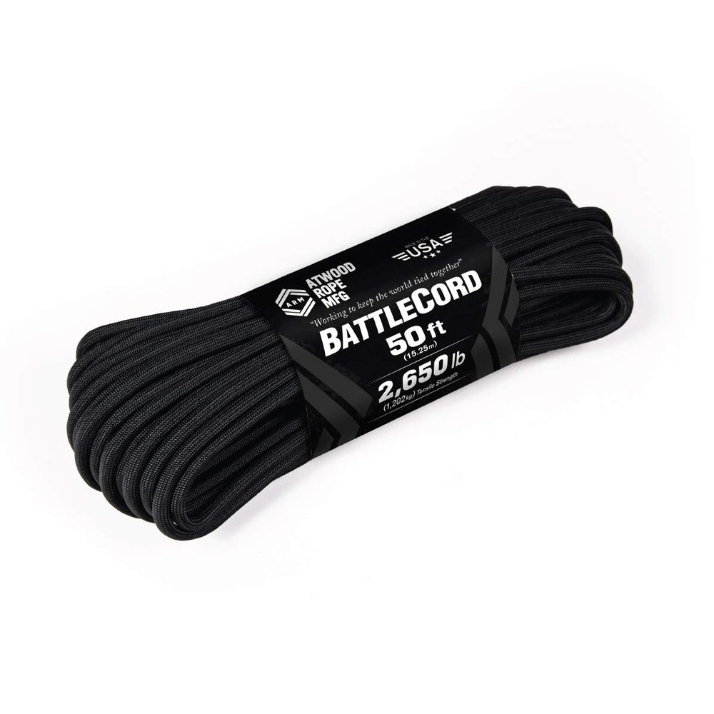 Atwood Rope MFG 5.6MM BattleCord - 2650lb Tensile Strength (Black, 50)