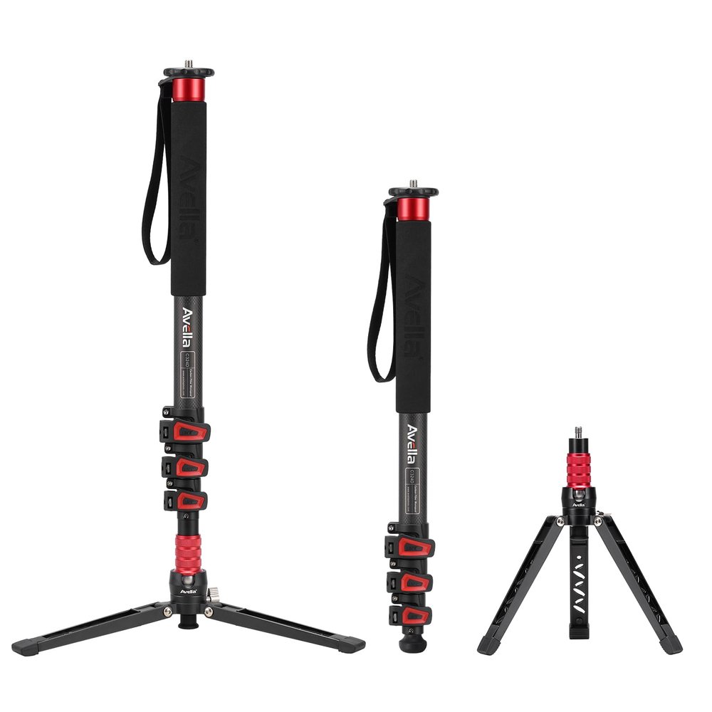 Avella C324D Carbon Fiber 67 Inch Camera Monopod Professional Telescopic Video Monopods Base Tripod for Canon Nikon Sony Olympus Panasonic DSLR Camera