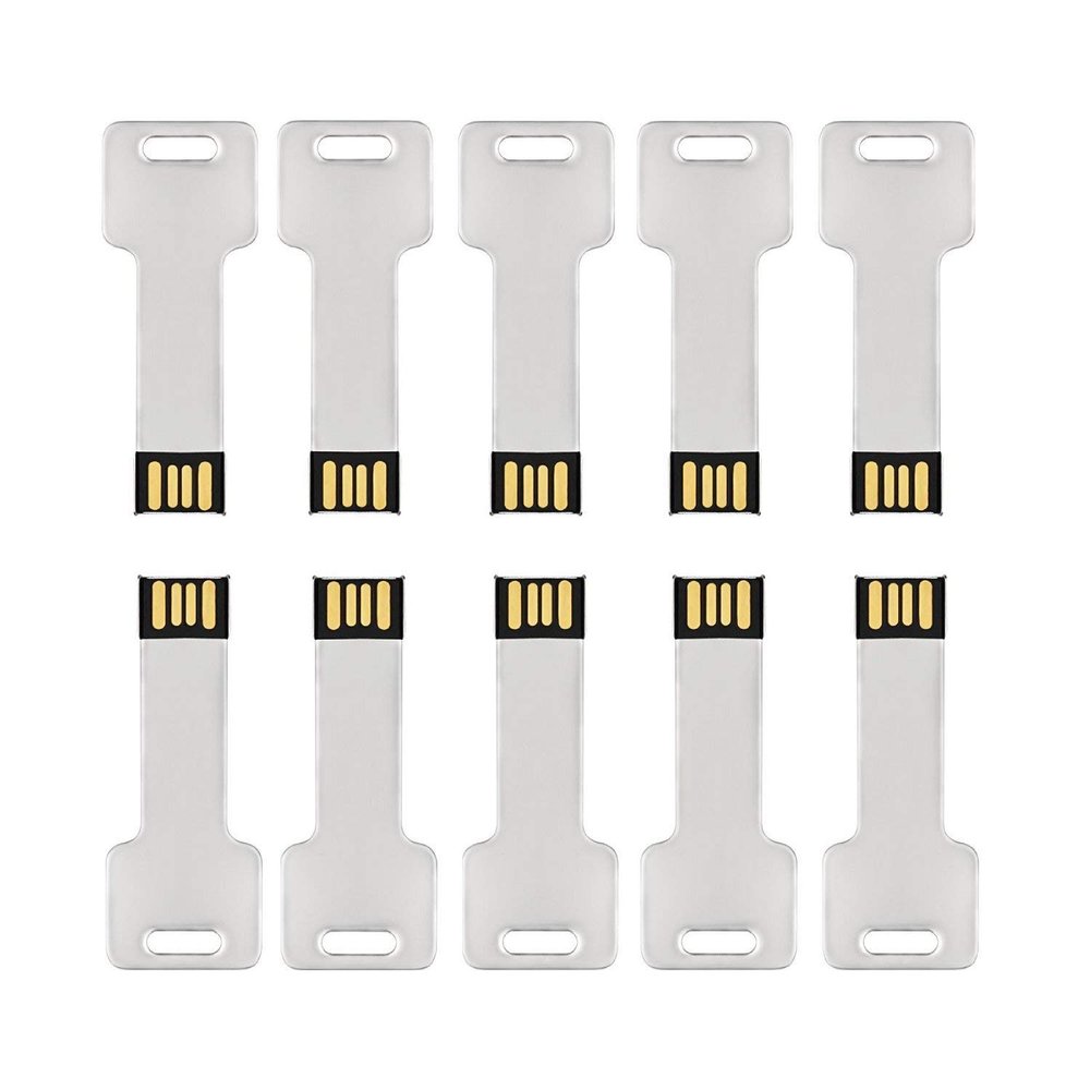 10Pack 2.0 USB Flash Drive Metal Key Design Metal Key Shaped Memory Stick USB Disk (2.0/1GB, Silver-2)