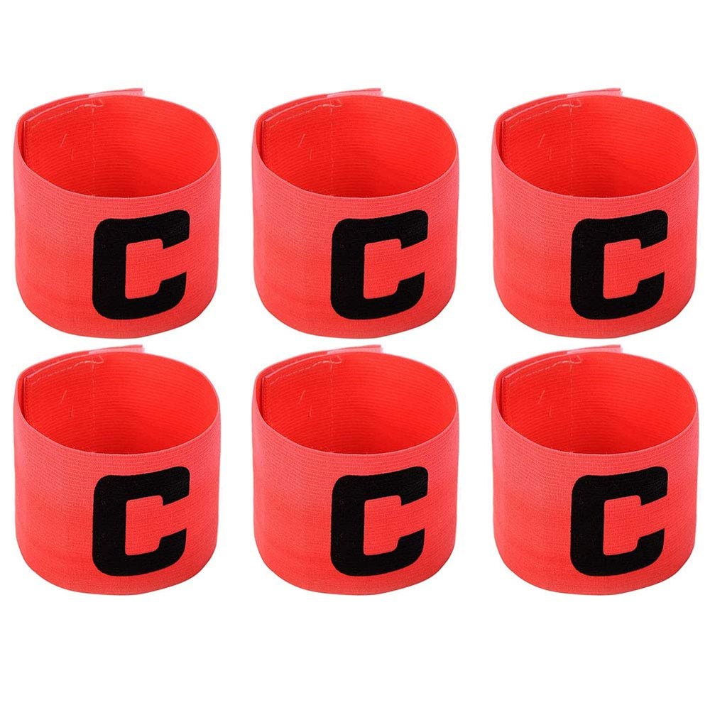 Onwon 6 Pieces Elastic Soccer Captain Armband Adjustable Football Basketball Player Bands for Adult Youth (Rose Red)