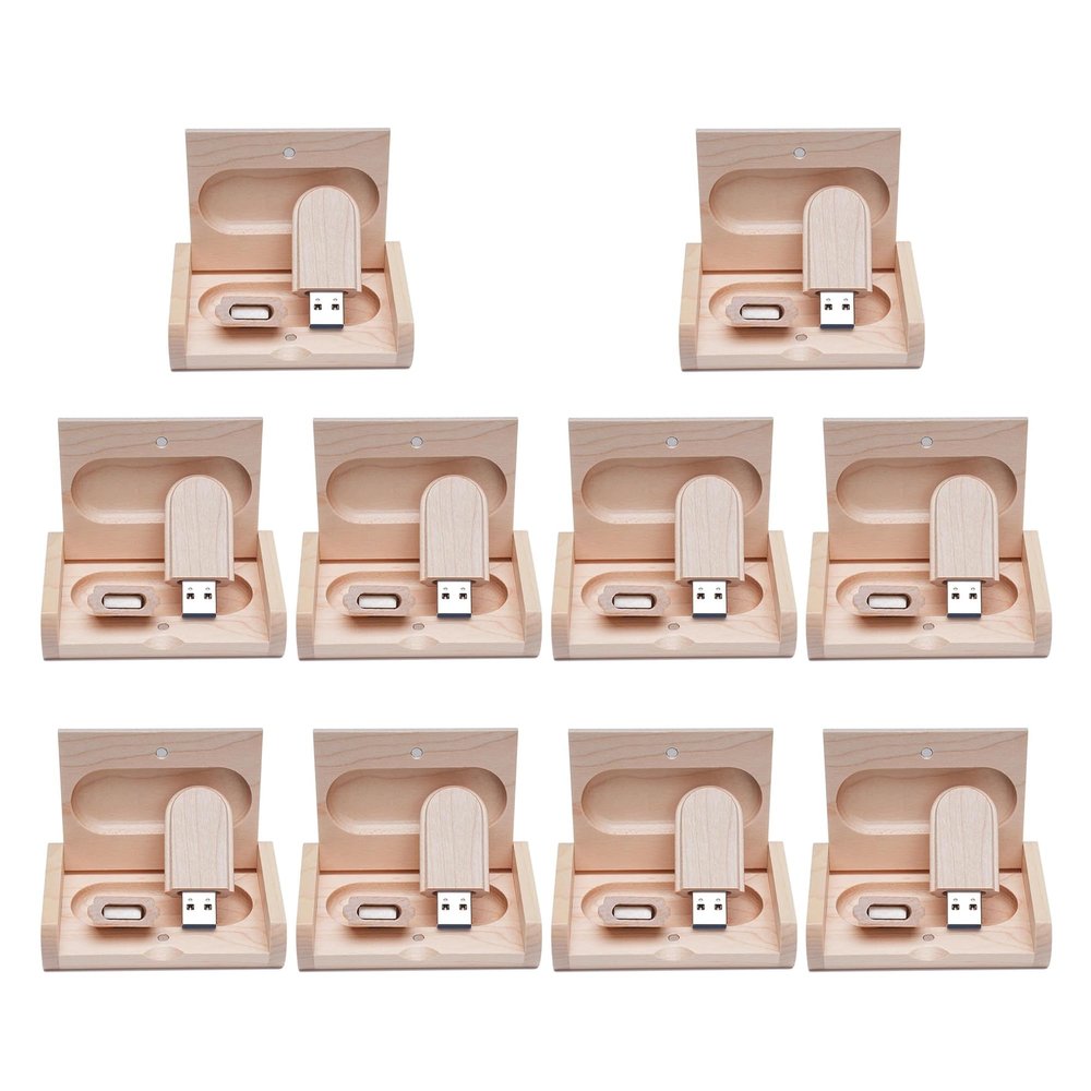 10PCS Maple Wood 2.0/3.0 USB Flash Drive with Wooden Box (2.0/64GB)