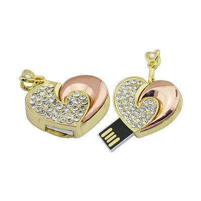 16GB Heart Shape USB Flash Drive USB Drives Memory Stick Thumb Drives USB 2.0 Disk Pen Drive Date Storage Zip Drive Jump Drive USB Stick USB Drive (Gold)