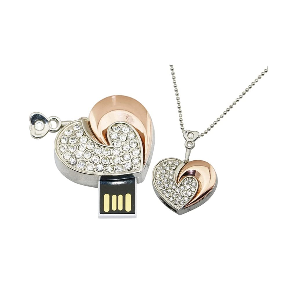 32GB Heart Shape USB Flash Drive USB Drives Memory Stick Thumb Drives USB 2.0 Disk Pen Drive Date Storage Zip Drive Jump Drive USB Stick USB Drive (Silver)