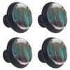 4 Pieces Set Cabinets Hardware Round Furniture Knobs Country Rustic Distressed Teal Green Barn Wood Print,Drawer Dresser Cupboard Wardrobe Pulls Handles for Home Kitchen view 1