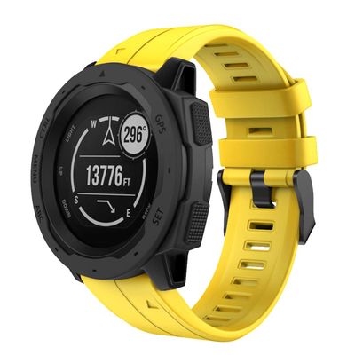 DKEnjoy Silicone Quick Release Wrist Band Replacement Bracelet Watch Strap for Garmin Instinct Smartwatch (Yellow)