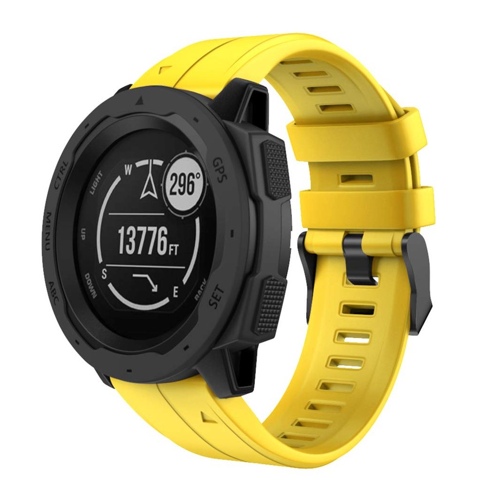 DKEnjoy Silicone Quick Release Wrist Band Replacement Bracelet Watch Strap for Garmin Instinct Smartwatch (Yellow)