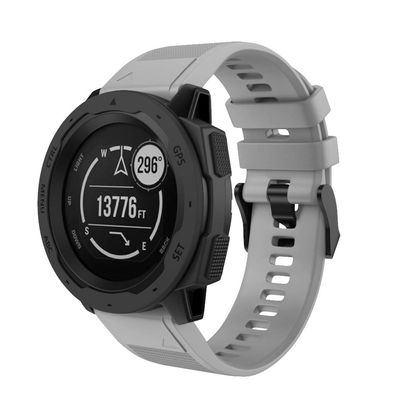 DKEnjoy Silicone Quick Release Wrist Band Replacement Bracelet Watch Strap for Garmin Instinct Smartwatch (Gray)