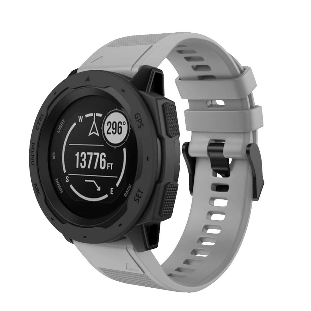 DKEnjoy Silicone Quick Release Wrist Band Replacement Bracelet Watch Strap for Garmin Instinct Smartwatch (Gray)