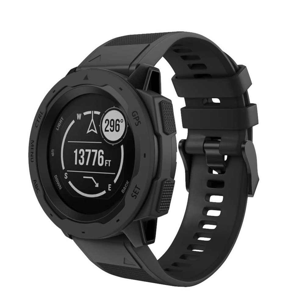 DKEnjoy Silicone Quick Release Wrist Band Replacement Bracelet Watch Strap for Garmin Instinct Smartwatch (Black)