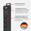 Brennenstuhl Premium-Line Power Strip 6-fold (Extension Lead with 3m Cable and Switch, with Hanging Device, 2-fold USB 3.1 A, mountable, Made in Germany) Black view 2