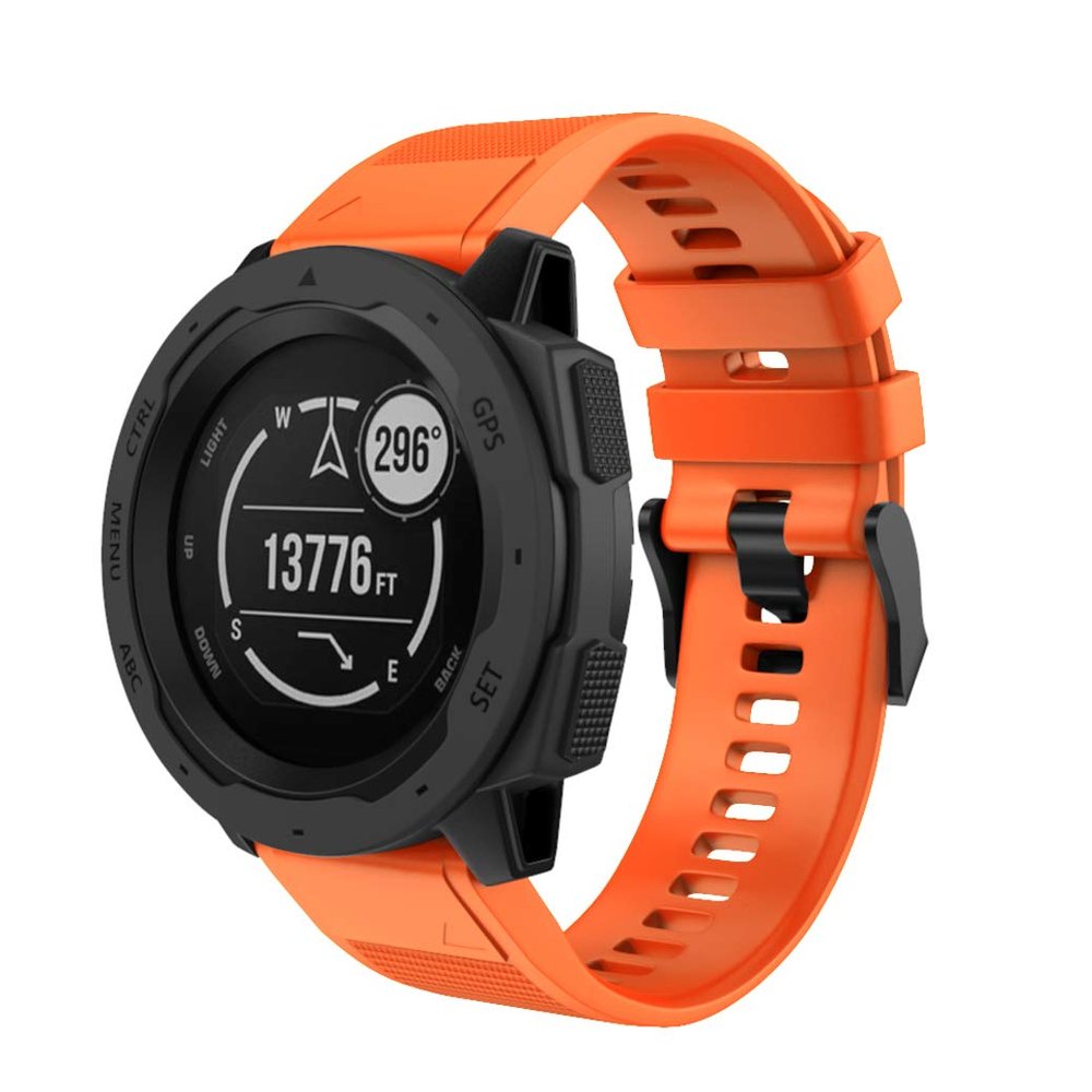 DKEnjoy Silicone Quick Release Wrist Band Replacement Bracelet Watch Strap for Garmin Instinct Smartwatch (Orange)
