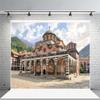 Leyiyi 12x10ft Rila Monastery Bulgaria European Landmark Backdrop Sunny Old Striped Dome Built Structure Building Summer Autumn Journey Fashion Youngster Boy Band Girl Adult Artistic Portrait view 2