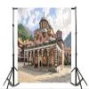 Leyiyi 12x10ft Rila Monastery Bulgaria European Landmark Backdrop Sunny Old Striped Dome Built Structure Building Summer Autumn Journey Fashion Youngster Boy Band Girl Adult Artistic Portrait view 3
