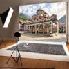 Leyiyi 12x10ft Rila Monastery Bulgaria European Landmark Backdrop Sunny Old Striped Dome Built Structure Building Summer Autumn Journey Fashion Youngster Boy Band Girl Adult Artistic Portrait view 4