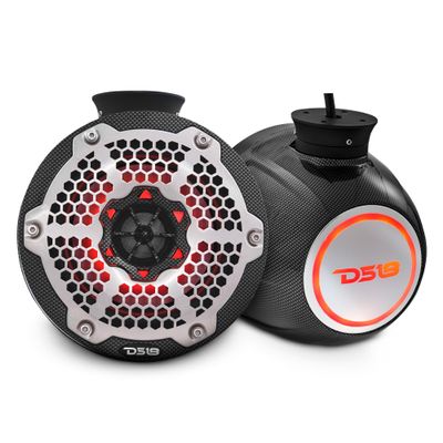 DS18 CF-PS6 2-Way Wakeboard Pod Tower Speakers with Integrated RGB Lights - 300 MAX Perfect for Jet Skies, Ideal for ATV, UTV, Jeep, Side by Side, Marine,RZR