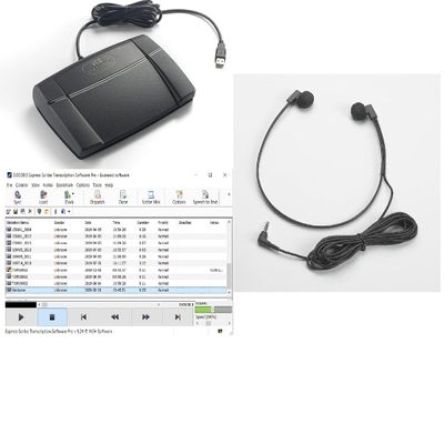 Dictation Mall Express Scribe Transcription Kit, USB Foot Pedal, Transcription Headset, Transcription Software License, EXINVC5