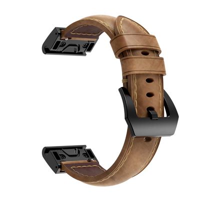 DKEnjoy Leather Quick Fit Sports Wrist Band Replacement Accessory Watch Straps Bracelet for Garmin Fenix 5 Smartwatch (Brown)