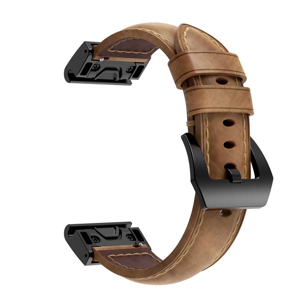 DKEnjoy Leather Quick Fit Sports Wrist Band Replacement Accessory Watch Straps Bracelet for Garmin Fenix 5 Smartwatch (Brown)