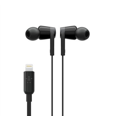 Belkin SoundForm Headphones - Wired In-Ear Earphones With Microphone- iPhone Headphones - Apple Wired Earbuds For iPhones & iPads With Lightning Connector (Black)