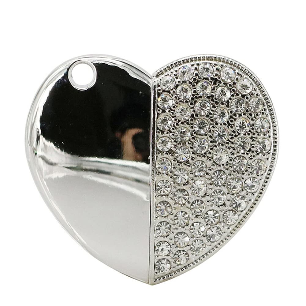 32GB Heart Shape USB Flash Drive USB Drives Memory Stick Thumb Drives USB 2.0 Disk Pen Drive Pen Drive USB Drive Date Storage Flash Disk Zip Drive USB Stick (Silver)