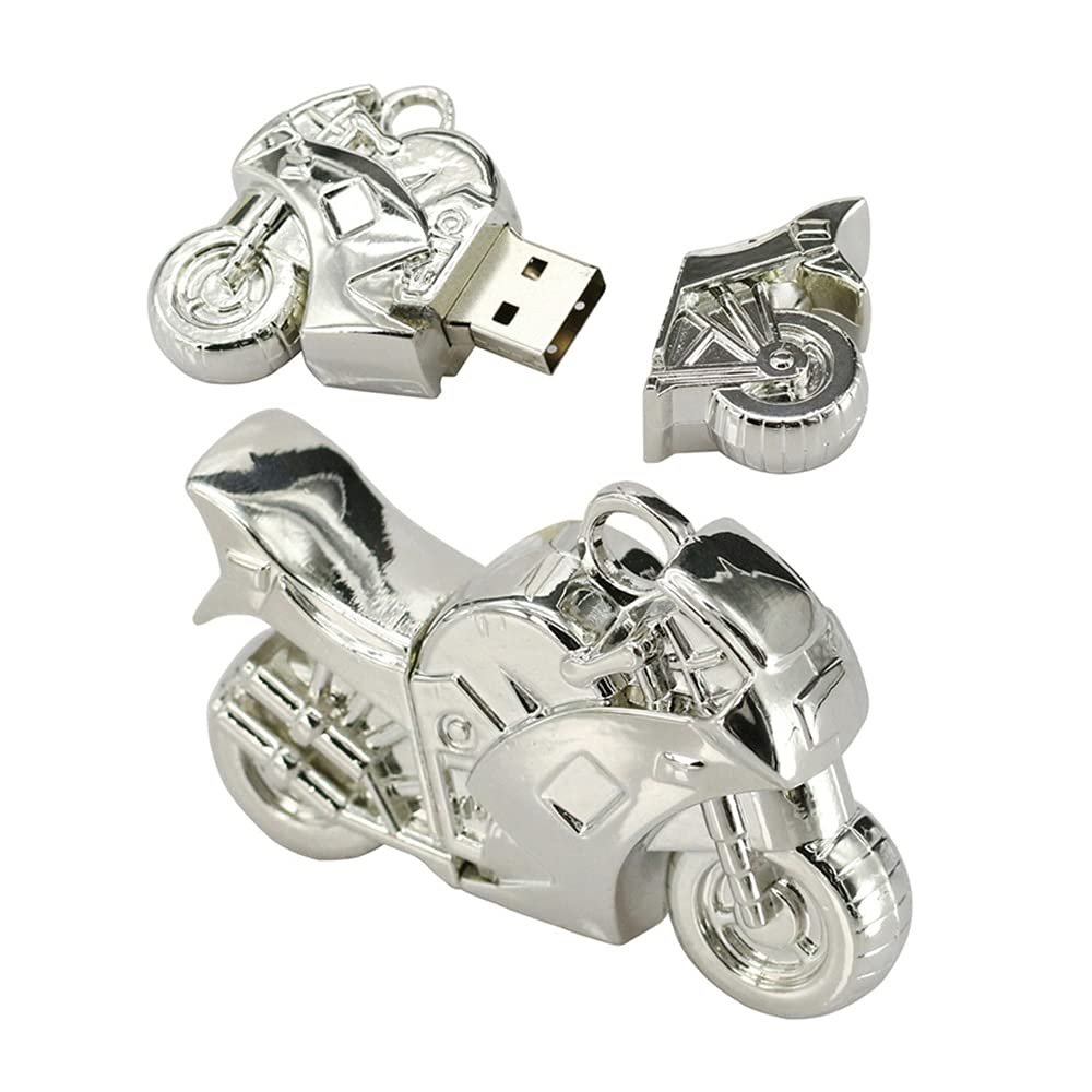 4GB Metal Motorcycle Shape USB 2.0 Flash Drive Pen Drive Memory Stick USB Stick USB Drive Flash Disk Thumb Drive USB Disk USB Stick U Disk PenDrive (Silver)