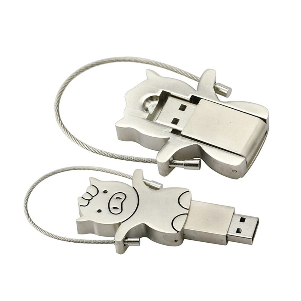 128GB Metal Pig Shape USB 2.0 Flash Drive Pen Drive Memory Stick USB Stick USB Drive Flash Disk Thumb Drive USB Disk USB Stick U Disk PenDrive (Silver)