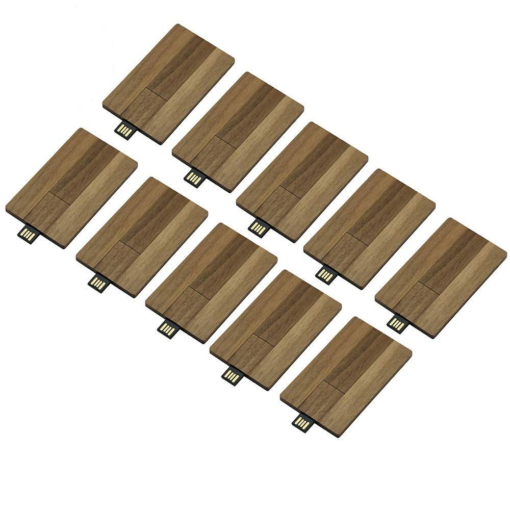 100 Pack Business Credit Card 2.0- USB Flash Drives (2.0/8GB, Walnut Wood)