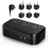 Voltage Converter 2300W International Power Converter Step Down 220v/240v to 110v/120v Travel Adapter Transformer w/ 4 USB 3 AC Outlets 7 Worldwide Plug Adapters EU/US/AU/IT/UK/India/South Africa view 1