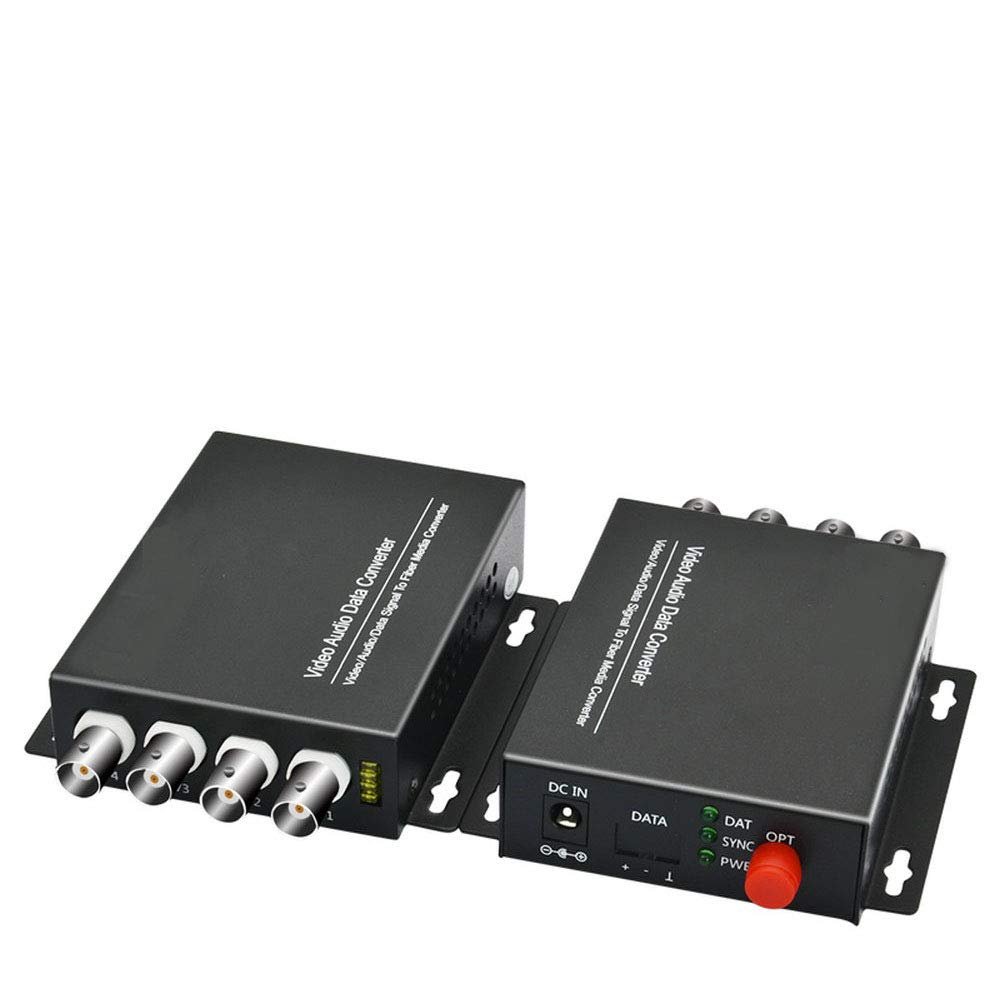 1Pair 4 Channel Digital Video Fiber Optical Media Converters Extender Adapter Single Mode FC Fiber Optic Upto 20Km for CCTV Security Monitor.