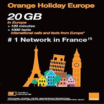 Orange Holiday Europe  20GB Internet Data in 4G/LTE + 120 mn + 1000 Texts in 30 Countries in Europe
