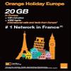 Orange Holiday Europe  20GB Internet Data in 4G/LTE + 120 mn + 1000 Texts in 30 Countries in Europe view 1