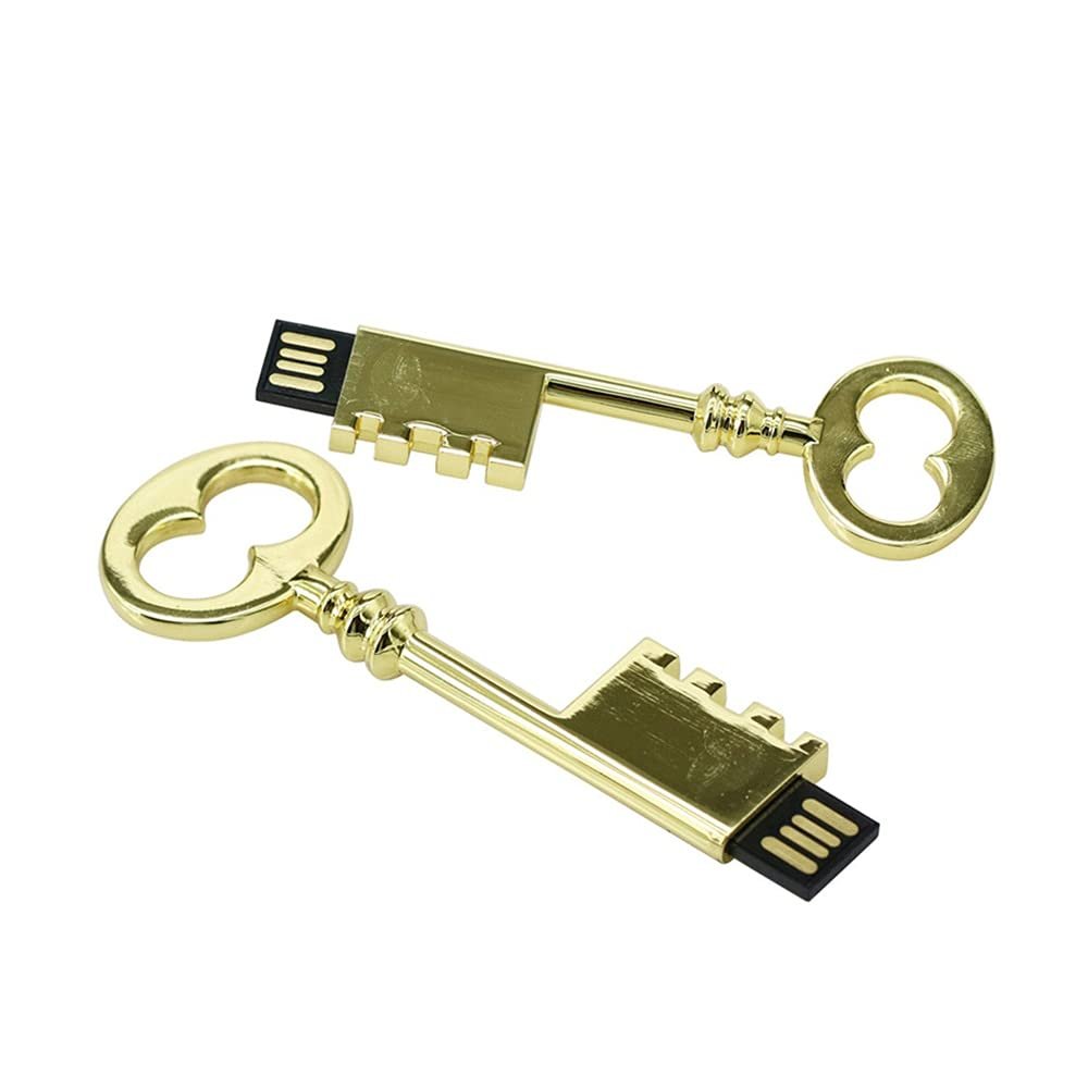 4GB Metal Key Shape USB 2.0 Flash Drive Pen Drive Memory Stick USB Stick USB Drive Flash Disk Thumb Drive USB Disk USB Stick U Disk PenDrive (Gold)