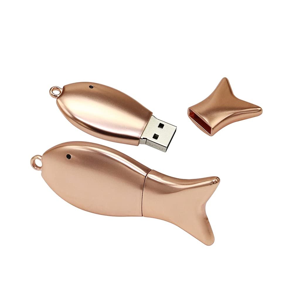 128GB Fish Shape USB Flash Drive USB Drives Memory Stick Thumb Drives USB 2.0 Disk Pen Drive Pen Drive USB Drive Date Storage Flash Disk Zip Drive USB Stick (Rose Gold)