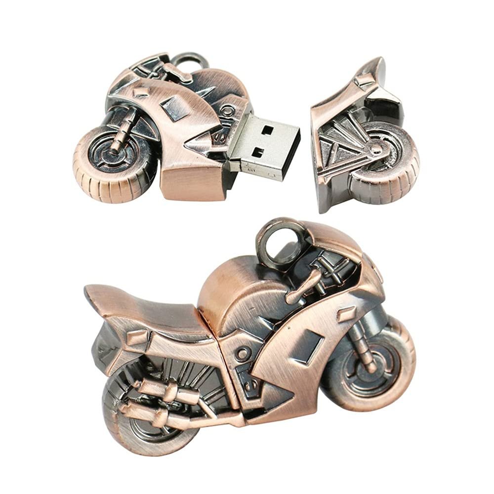16GB Metal Motorcycle Shape USB 2.0 Flash Drive Pen Drive Memory Stick USB Stick USB Drive Flash Disk Thumb Drive USB Disk USB Stick U Disk PenDrive (Bronze)