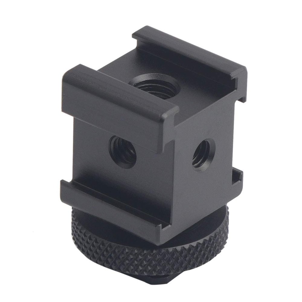 AFVO Triple Shoe Mount Bracket for Flash Lights, Monitors, Microphones, Audio Recorder